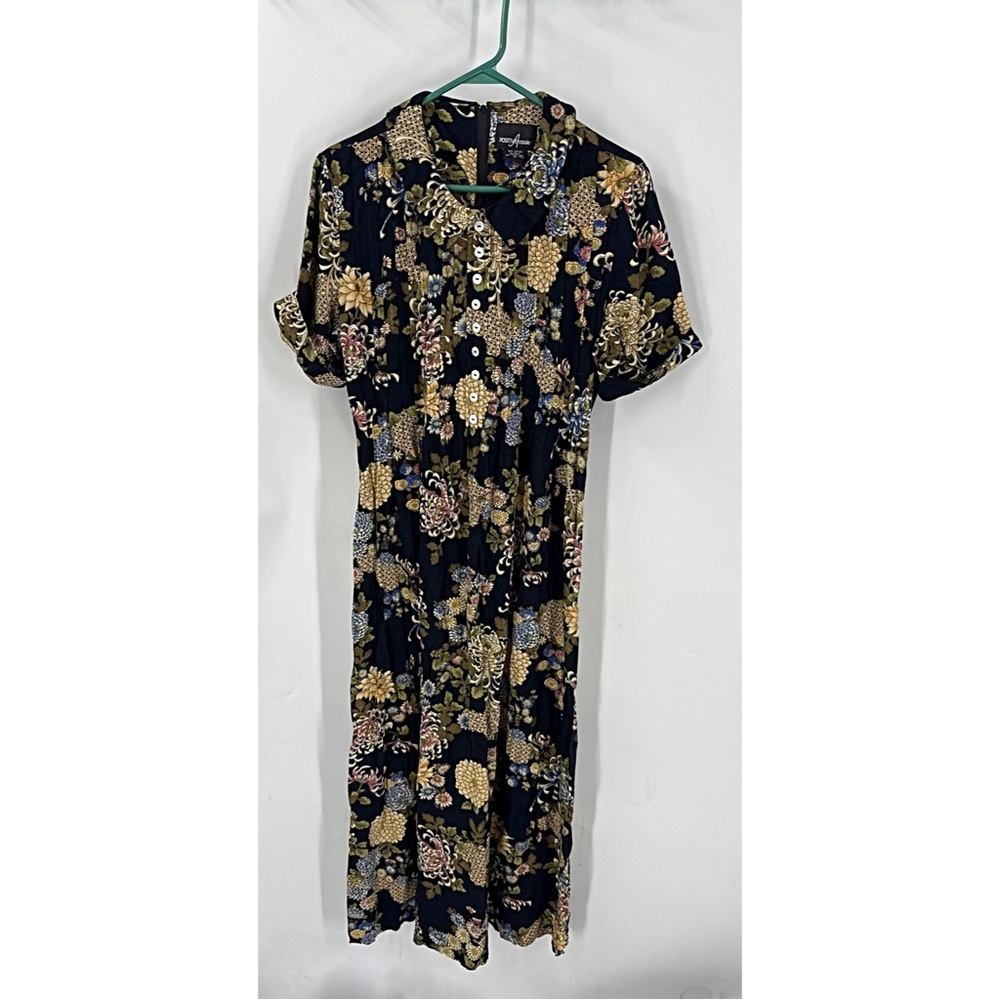 Positive attitude vintage floral  midi PeterPan collar short sleeve Dress 10